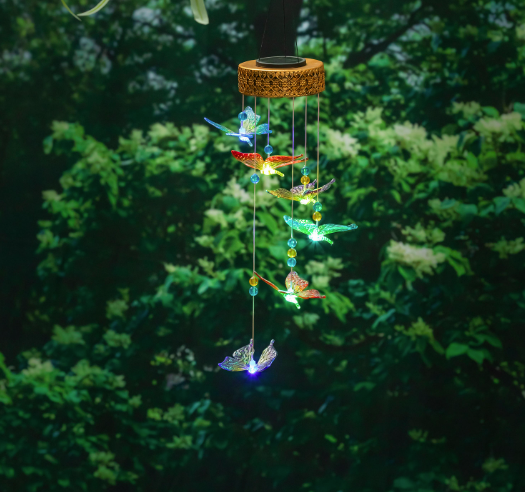 Color Changing Metal Top Solar Mobile, Colorful Butterflies