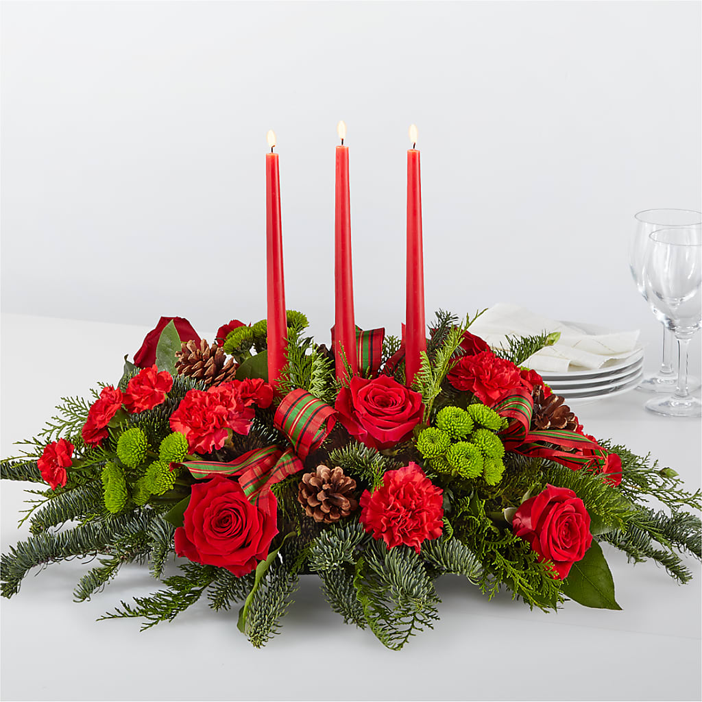 By the Candlelight Centerpiece – White Lilies N Paradise, Kokomo IN