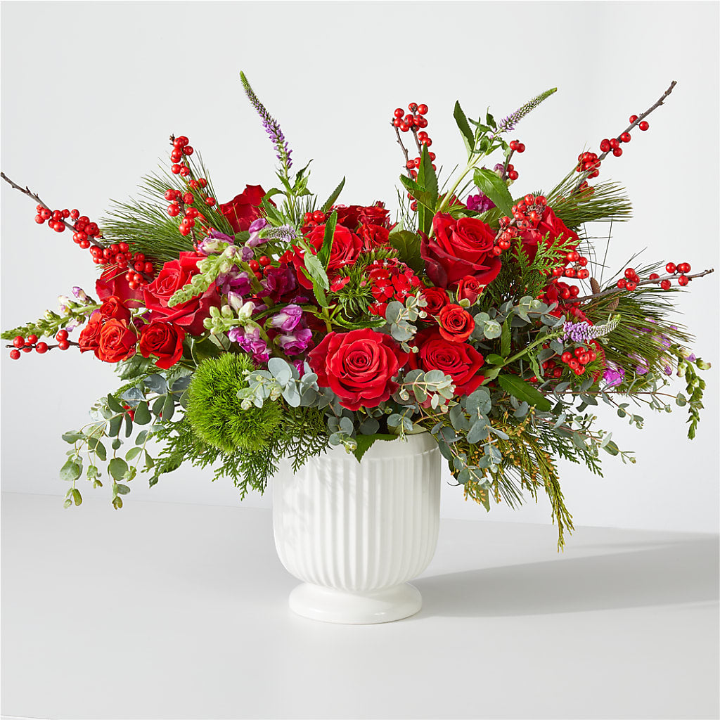 Big Red Bow Bouquet – White Lilies N Paradise, Kokomo IN