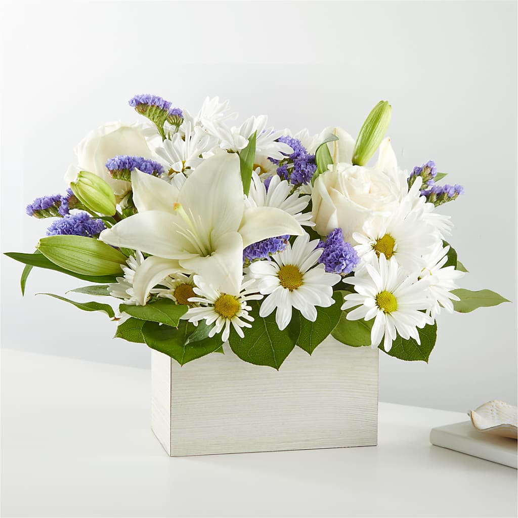 Beyond Blue Box Bouquet – White Lilies N Paradise, Kokomo IN