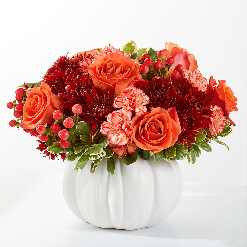 Autumn Air Pumpkin Bouquet – White Lilies N Paradise, Kokomo IN