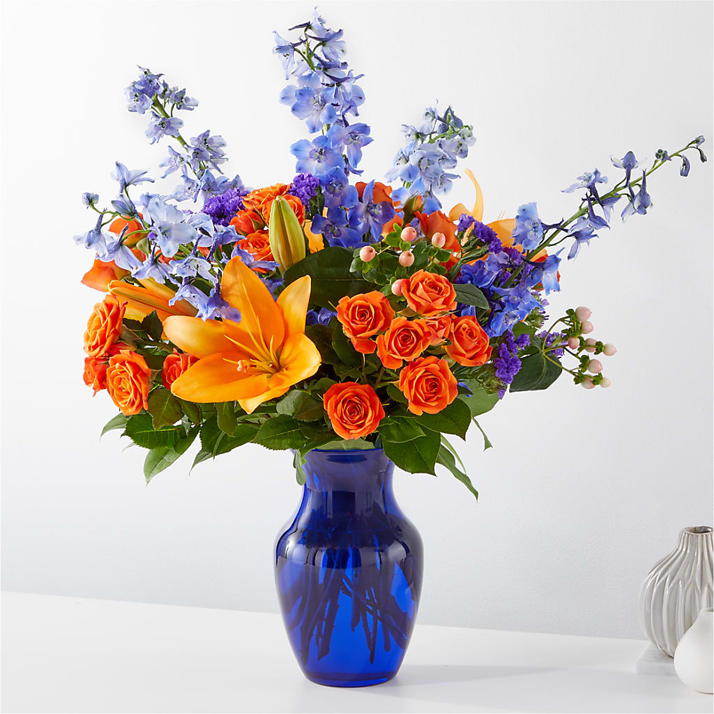 Radiant Citrus Bouquet – White Lilies N Paradise, Kokomo IN