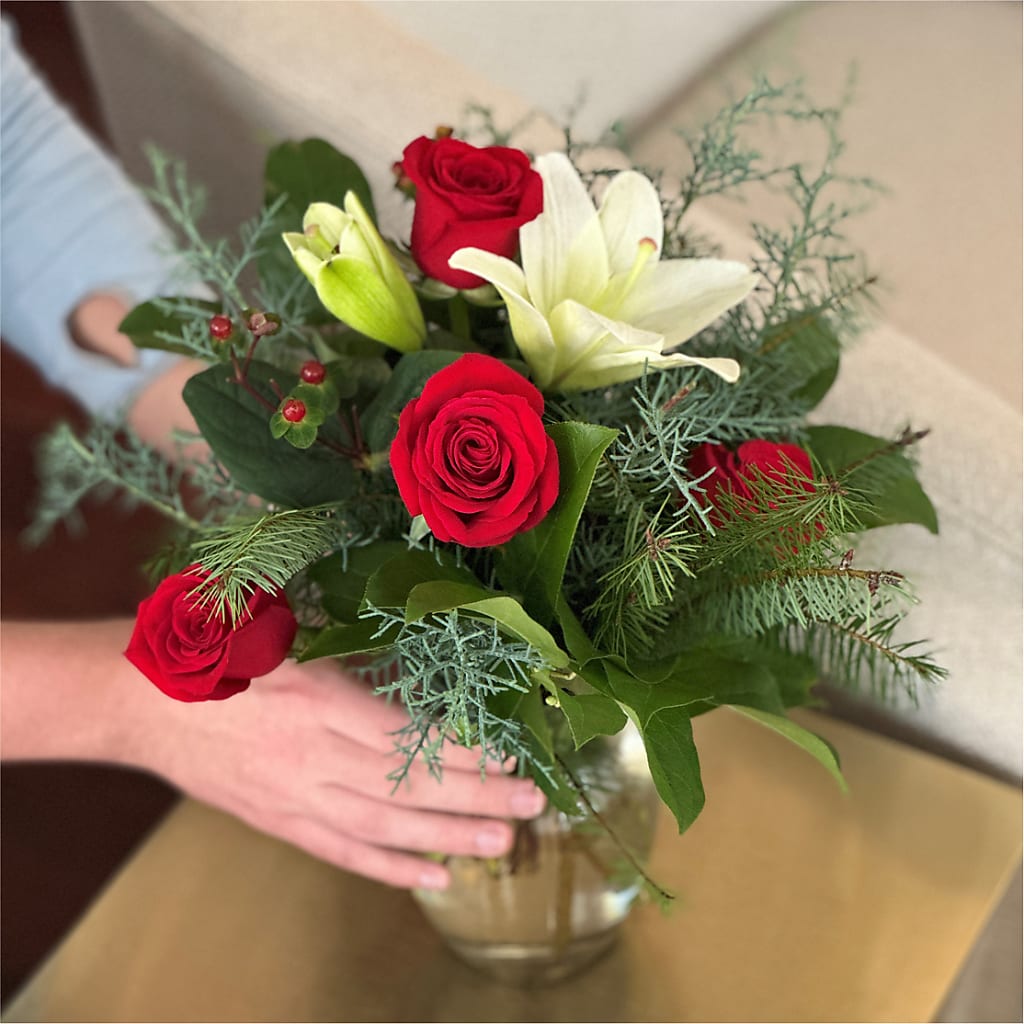 Glittering Lights Bouquet – White Lilies N Paradise, Kokomo IN