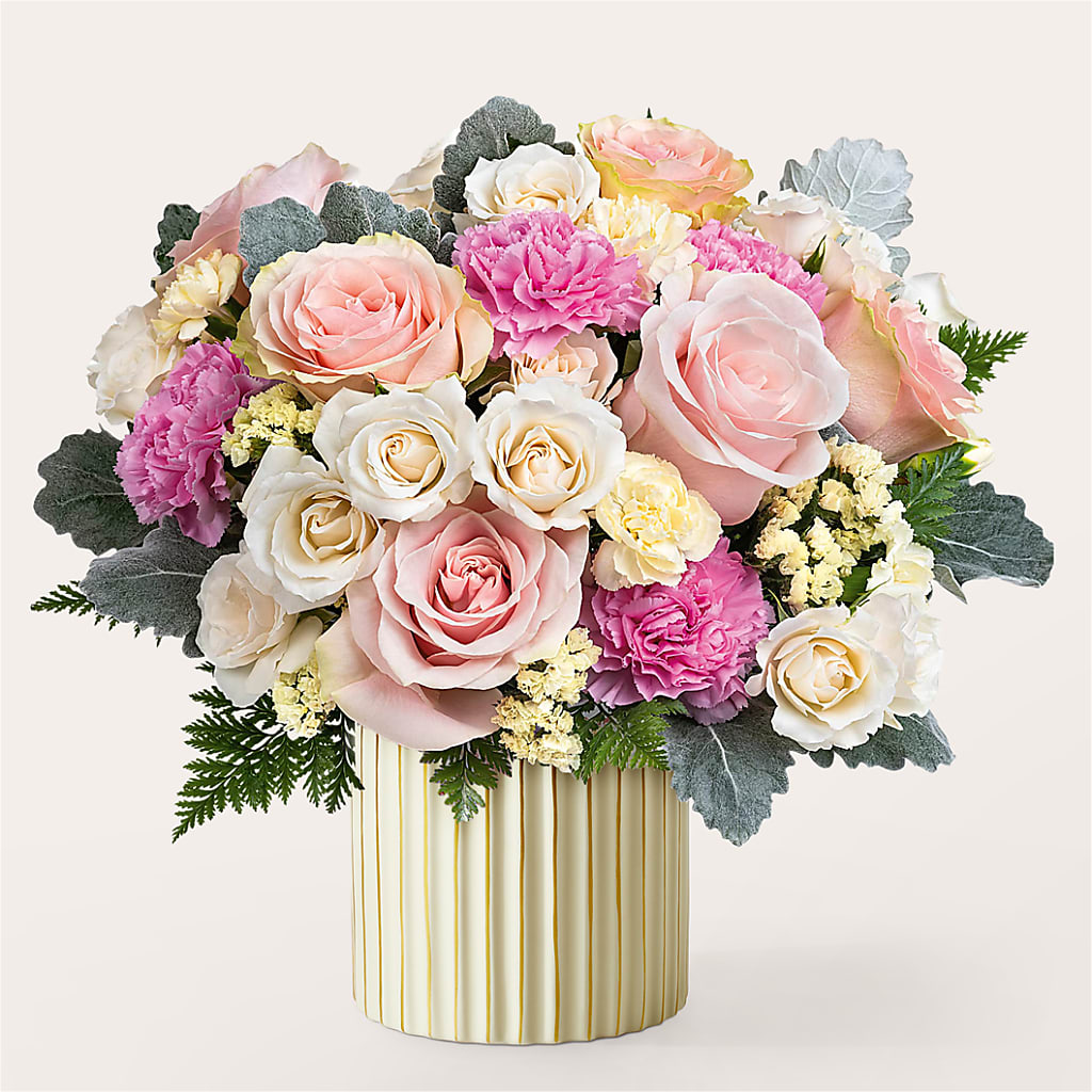 Blissful Moments Bouquet with Ivory Vase – White Lilies N Paradise, Kokomo IN