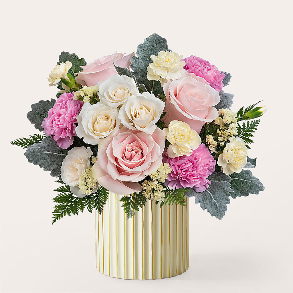 Blissful Moments Bouquet with Ivory Vase – White Lilies N Paradise, Kokomo IN