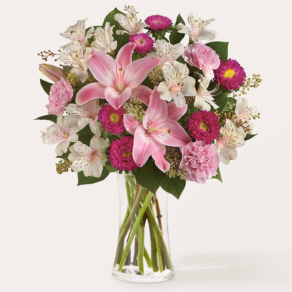 Feeling Fuchsia Bouquet – White Lilies N Paradise, Kokomo IN