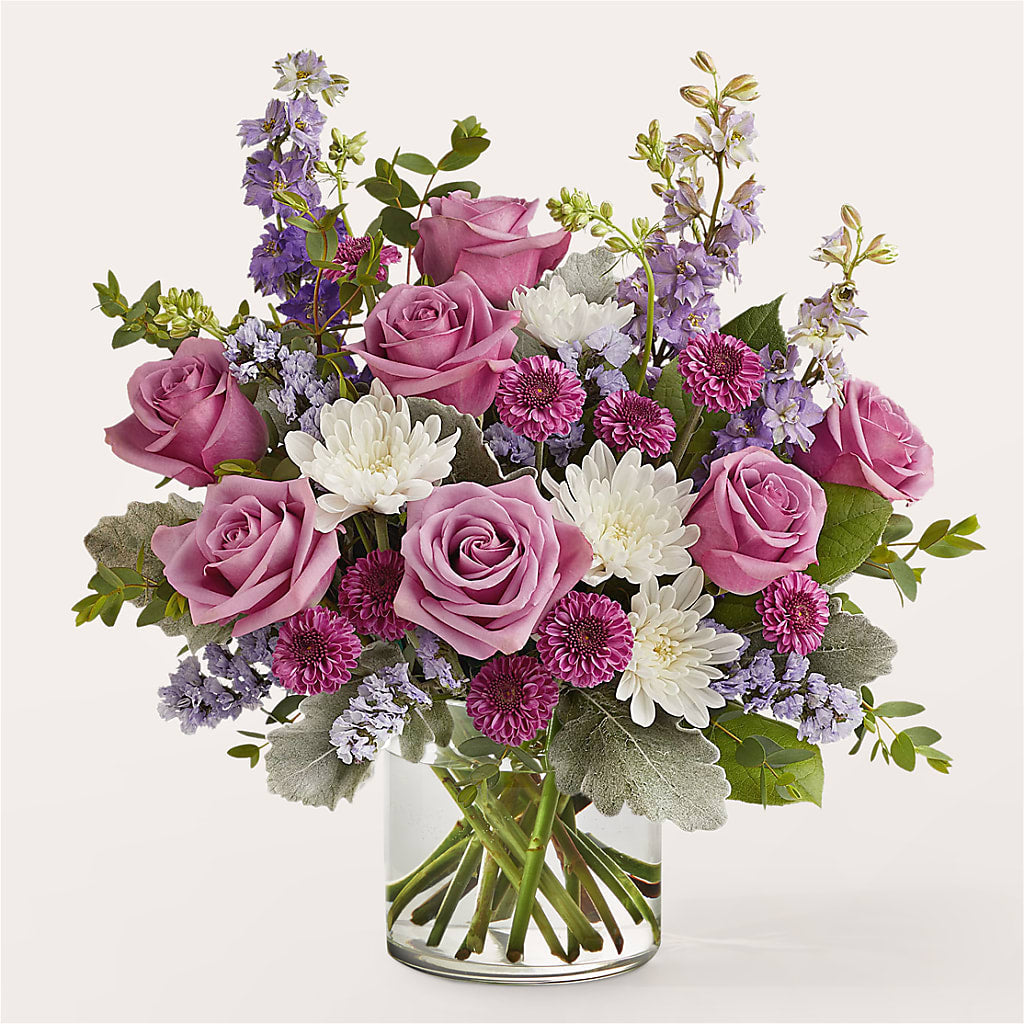 Violet Frost Bouquet – White Lilies N Paradise, Kokomo IN