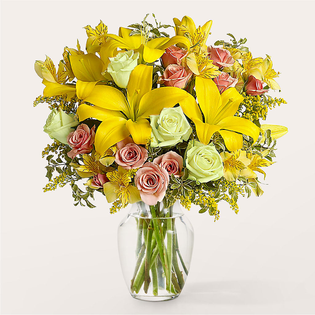 Sunburst Bouquet – White Lilies N Paradise, Kokomo IN