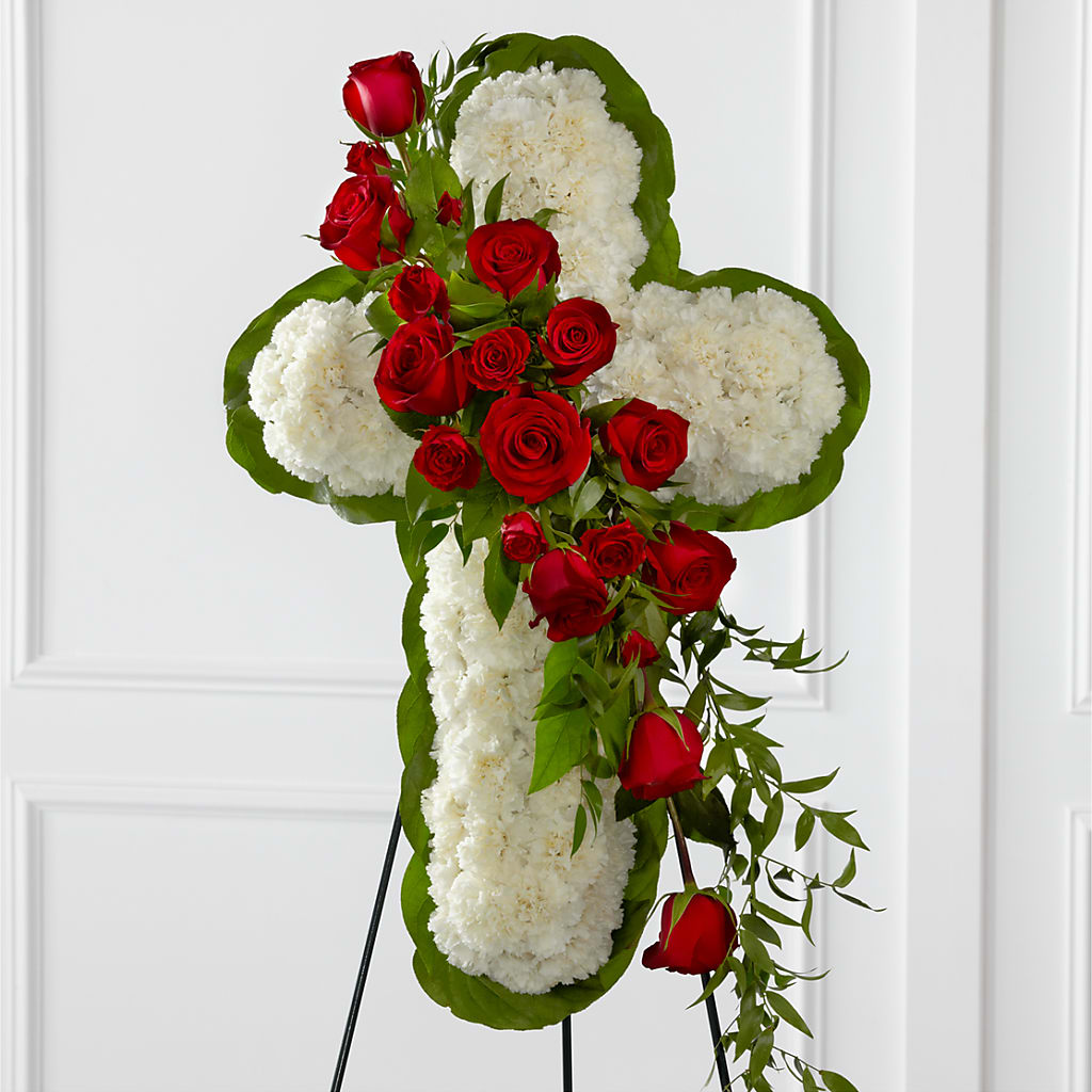 Floral Cross Easel – White Lilies N Paradise, Kokomo IN