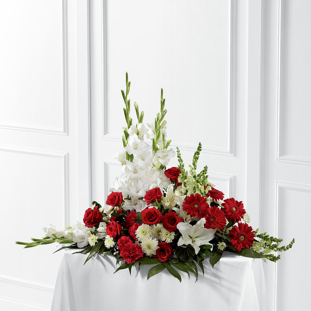 Crimson & White Arrangement – White Lilies N Paradise, Kokomo IN