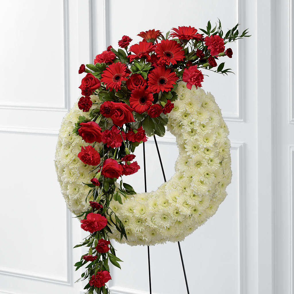 Graceful Tribute Wreath – White Lilies N Paradise, Kokomo IN