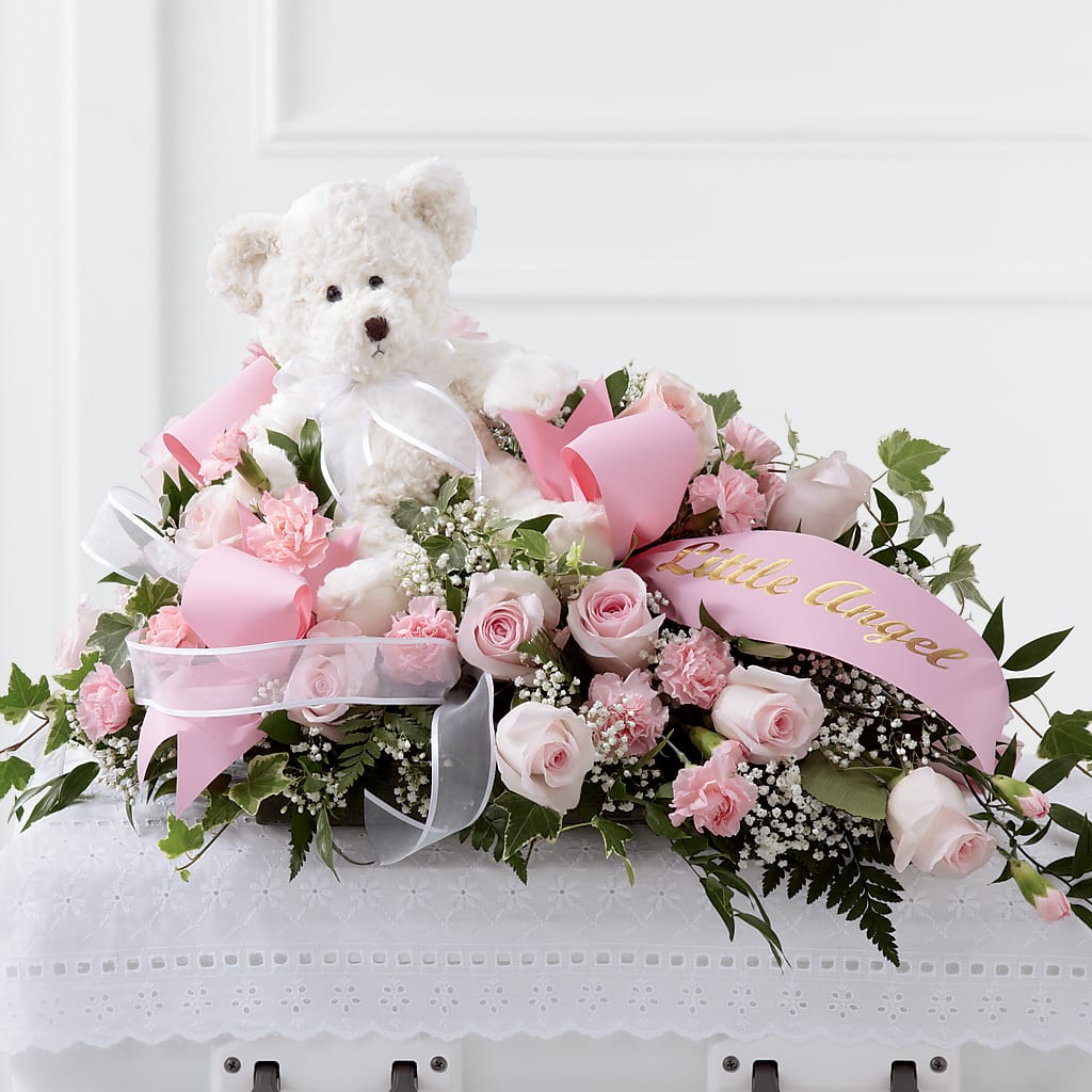 Touch of Sympathy Casket Spray – White Lilies N Paradise, Kokomo IN