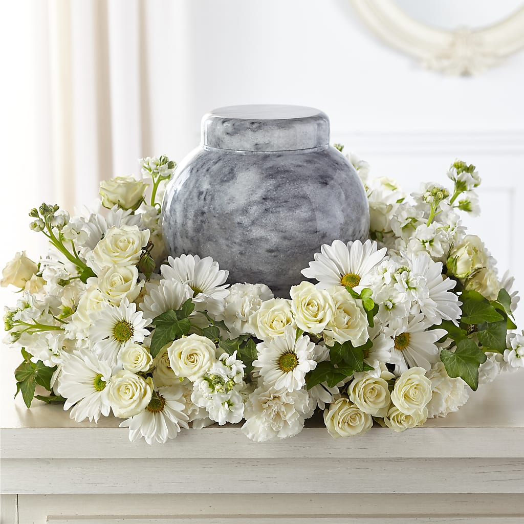 Timeless Tribute Cremation Adornment – White Lilies N Paradise, Kokomo IN