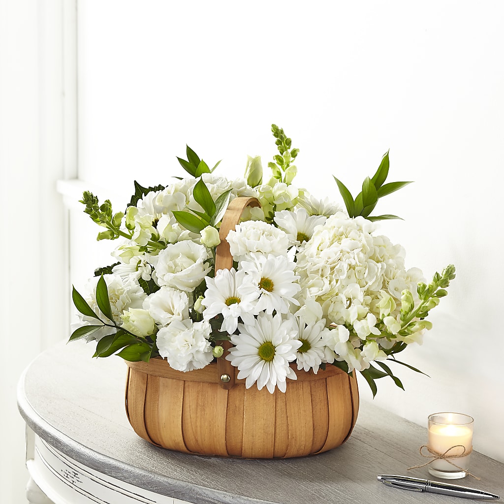 Pure Ivory Basket – White Lilies N Paradise, Kokomo IN