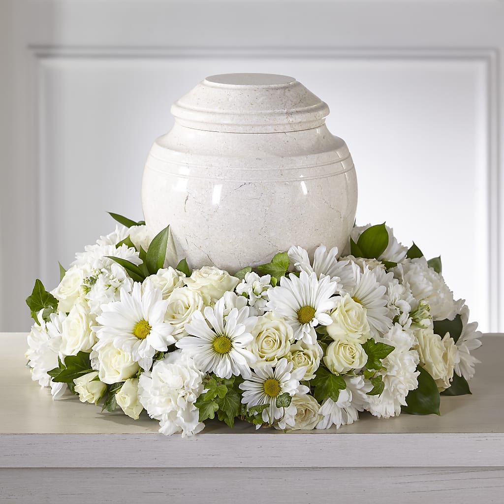Ivory Gardens Cremation Adornment – White Lilies N Paradise, Kokomo IN