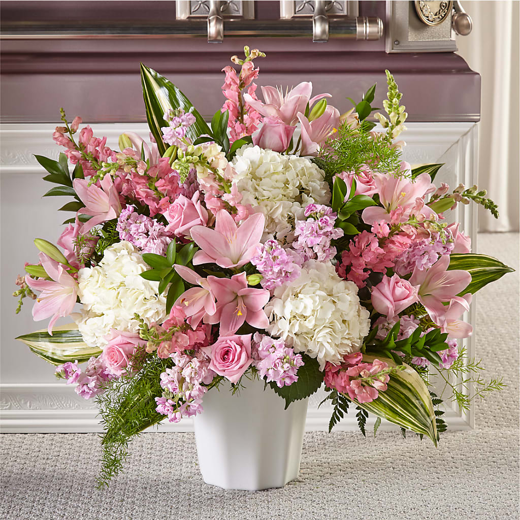 Simply Serene Floor Basket – White Lilies N Paradise, Kokomo IN