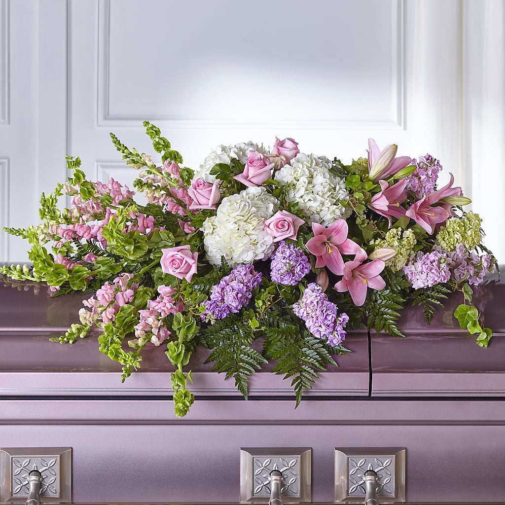 Life's Gratitude Casket Spray – White Lilies N Paradise, Kokomo IN