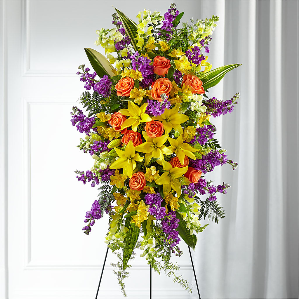 Thoughtful Prayers Standing Spray – White Lilies N Paradise, Kokomo IN