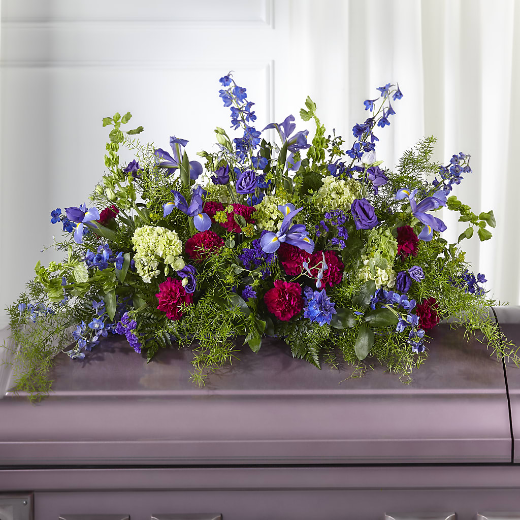 Always Treasured Casket Spray – White Lilies N Paradise, Kokomo IN