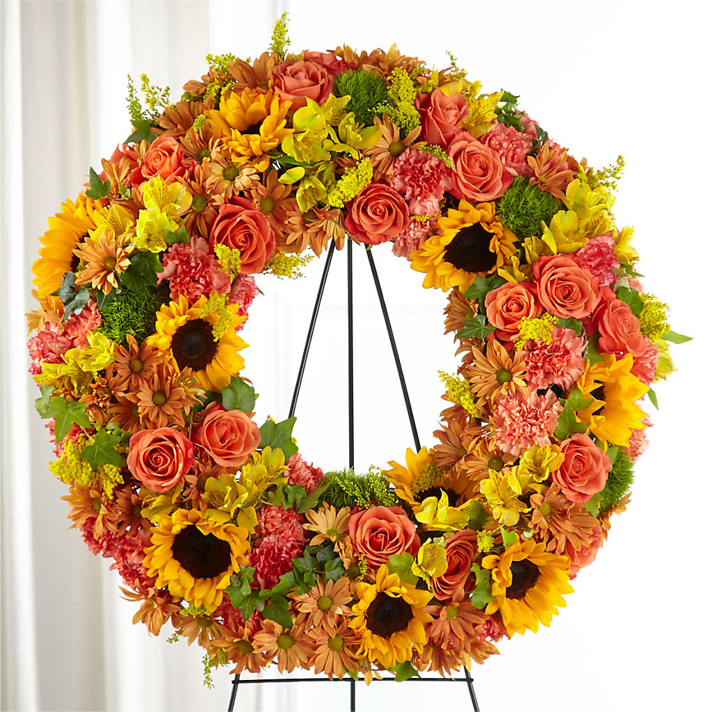 Autumnal Memories Wreath (Standard) – White Lilies N Paradise, Kokomo IN