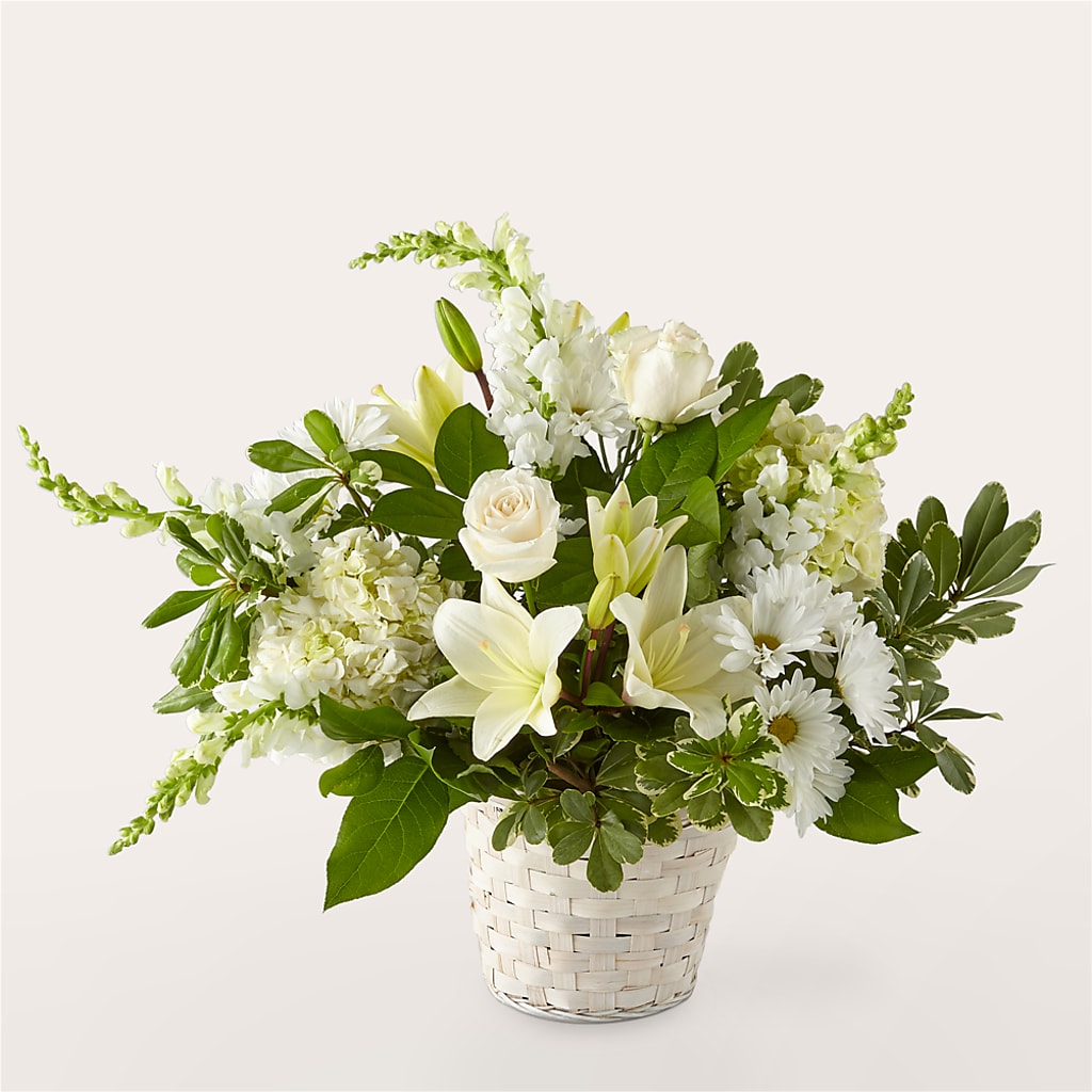 Ivory Elegance Floral Basket – White Lilies N Paradise, Kokomo IN