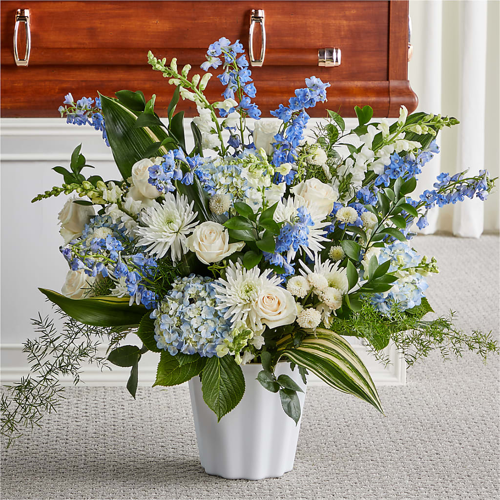 Everlasting Memories Floor Basket – White Lilies N Paradise, Kokomo IN
