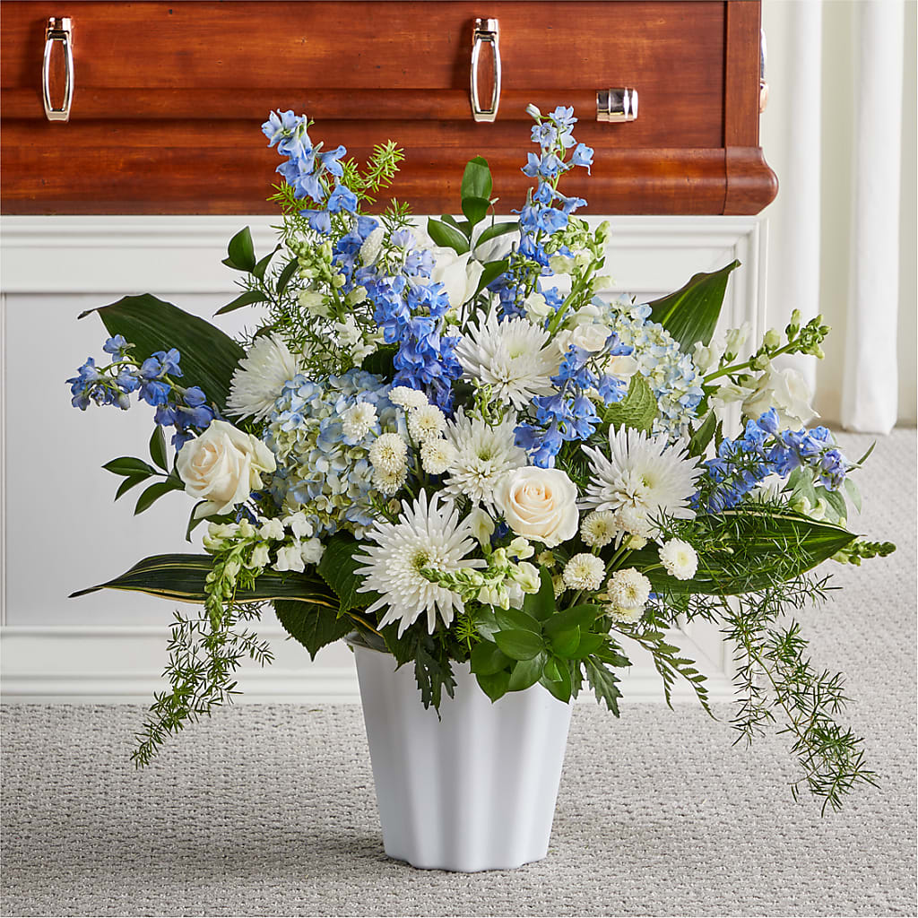 Everlasting Memories Floor Basket – White Lilies N Paradise, Kokomo IN