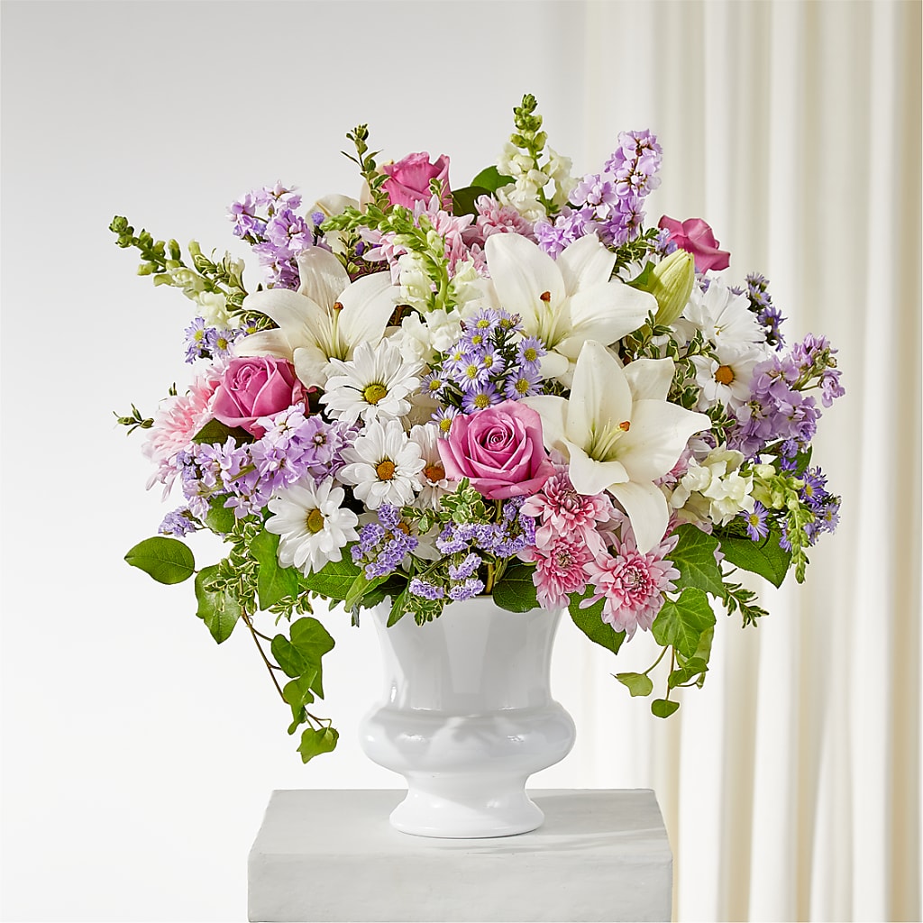 Remarkable Life Urn Arrangement – White Lilies N Paradise, Kokomo IN