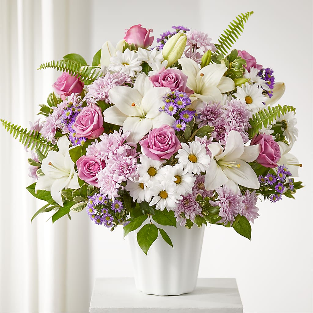 Warmest Thoughts Tabletop Basket – White Lilies N Paradise, Kokomo IN