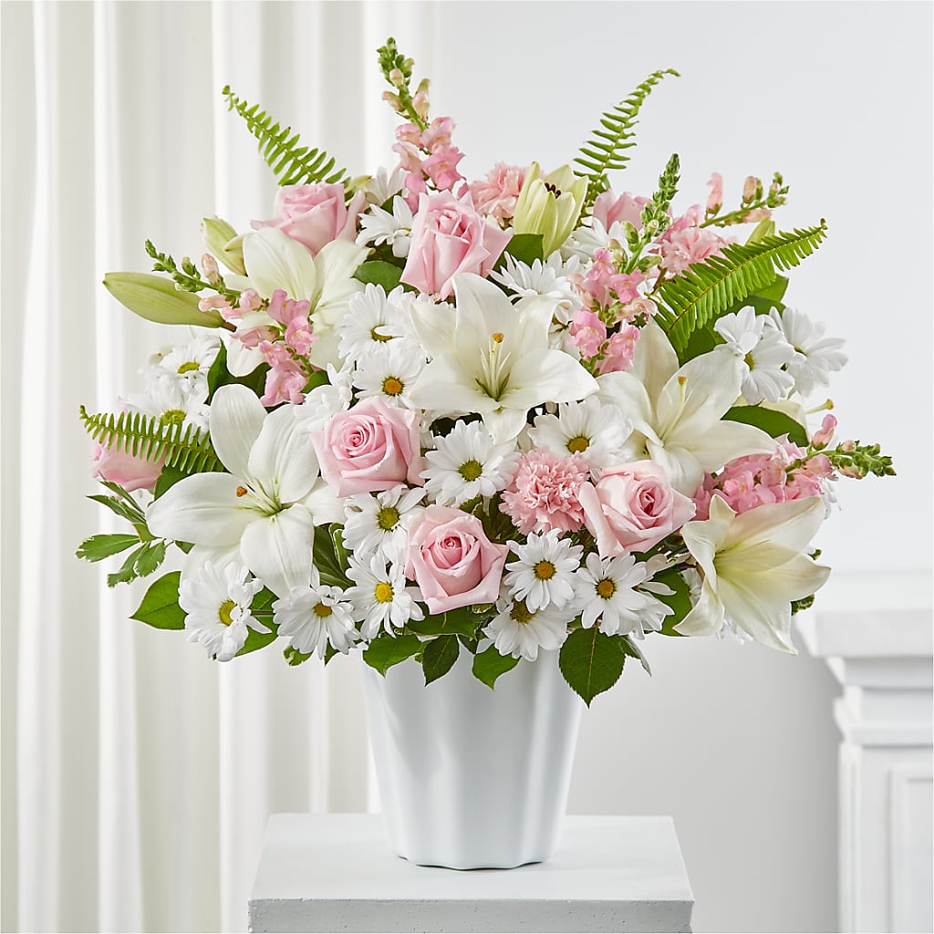 Soft Touch Tabletop Basket – White Lilies N Paradise, Kokomo IN