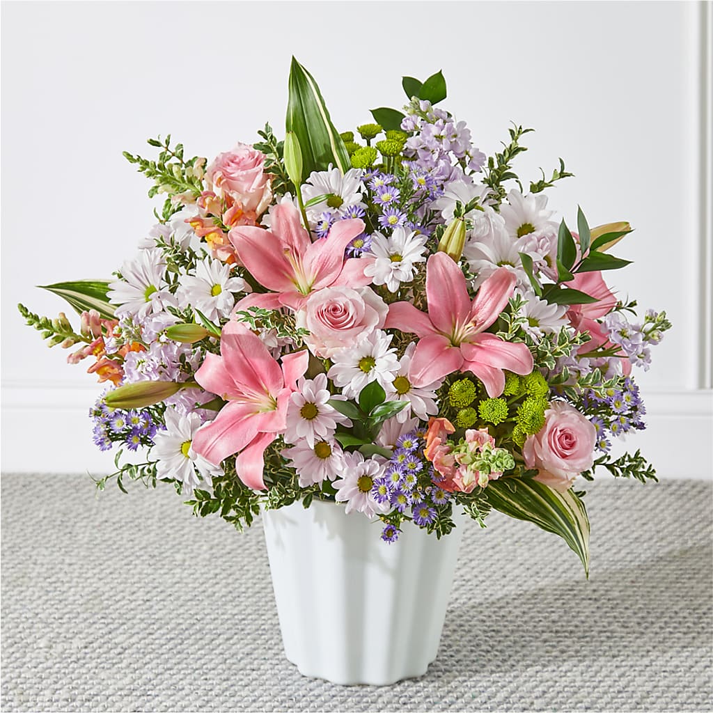 Abundant Compassion Floor Basket – White Lilies N Paradise, Kokomo IN
