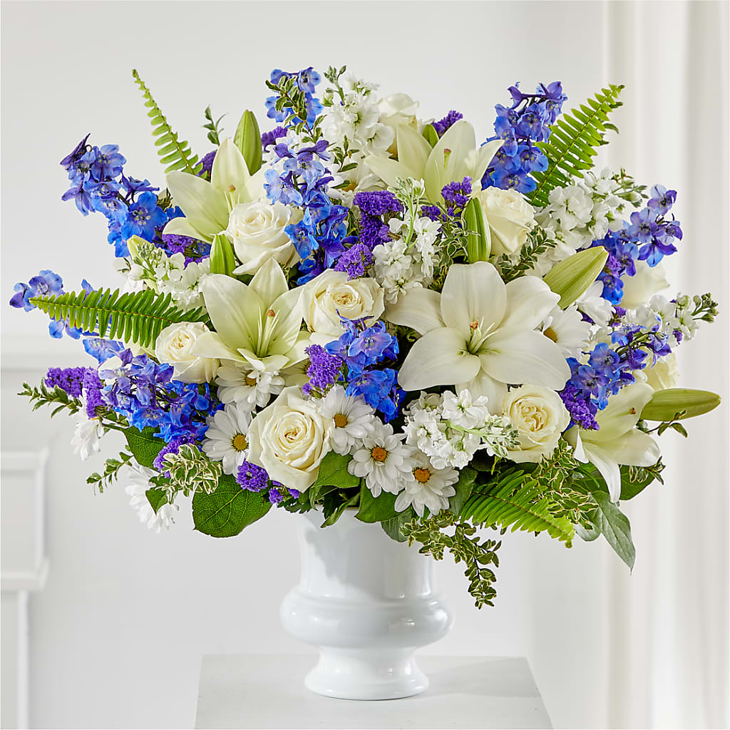 Expressions of Hope Urn Arrangement – White Lilies N Paradise, Kokomo IN