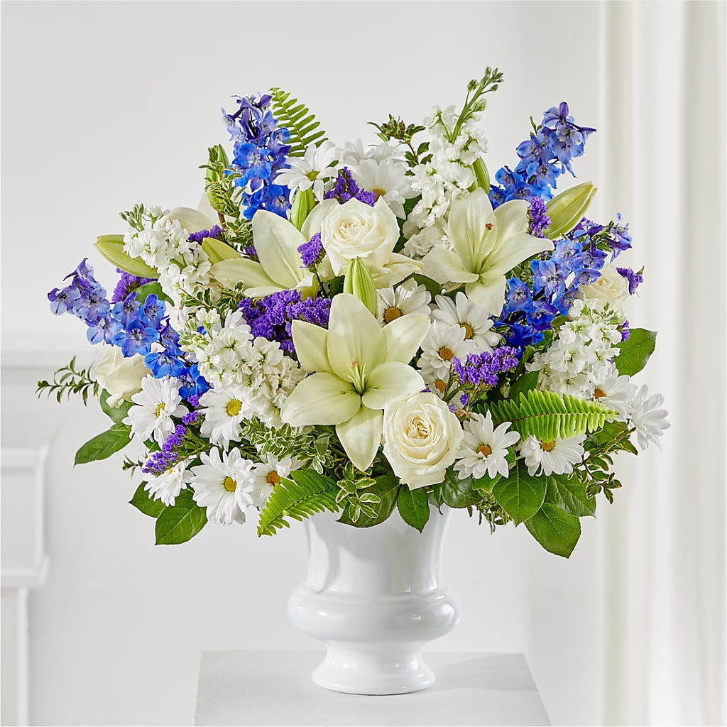 Expressions of Hope Urn Arrangement – White Lilies N Paradise, Kokomo IN
