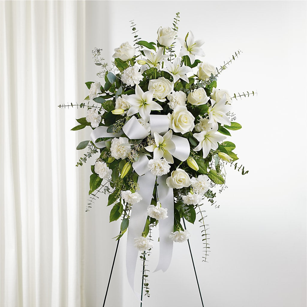 With Care Standing Spray – White Lilies N Paradise, Kokomo IN