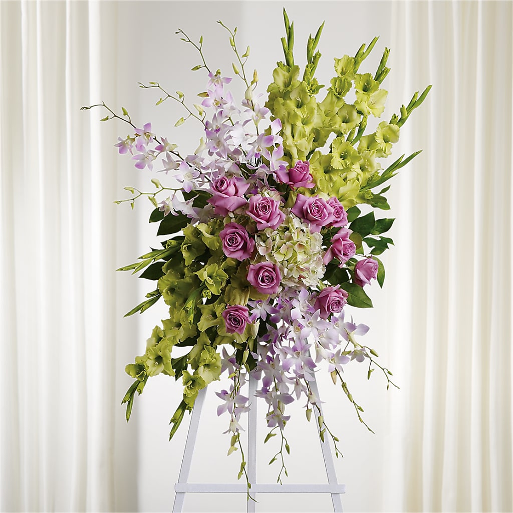 Lasting Legacy Standing Spray – White Lilies N Paradise, Kokomo IN