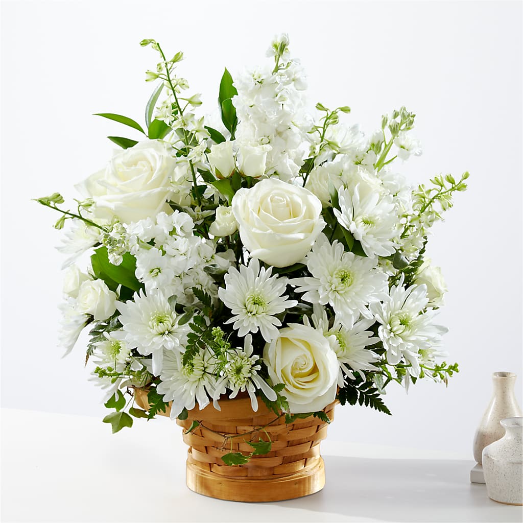 Heartfelt Condolences Arrangement – White Lilies N Paradise, Kokomo IN