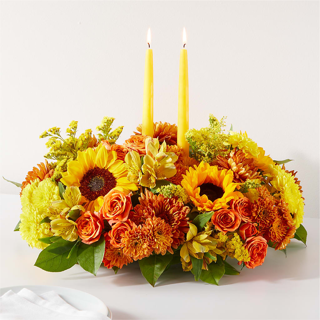 Autumn Harmony Centerpiece – White Lilies N Paradise, Kokomo IN