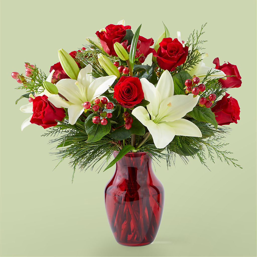 Evergreen Delight Bouquet – White Lilies N Paradise, Kokomo IN
