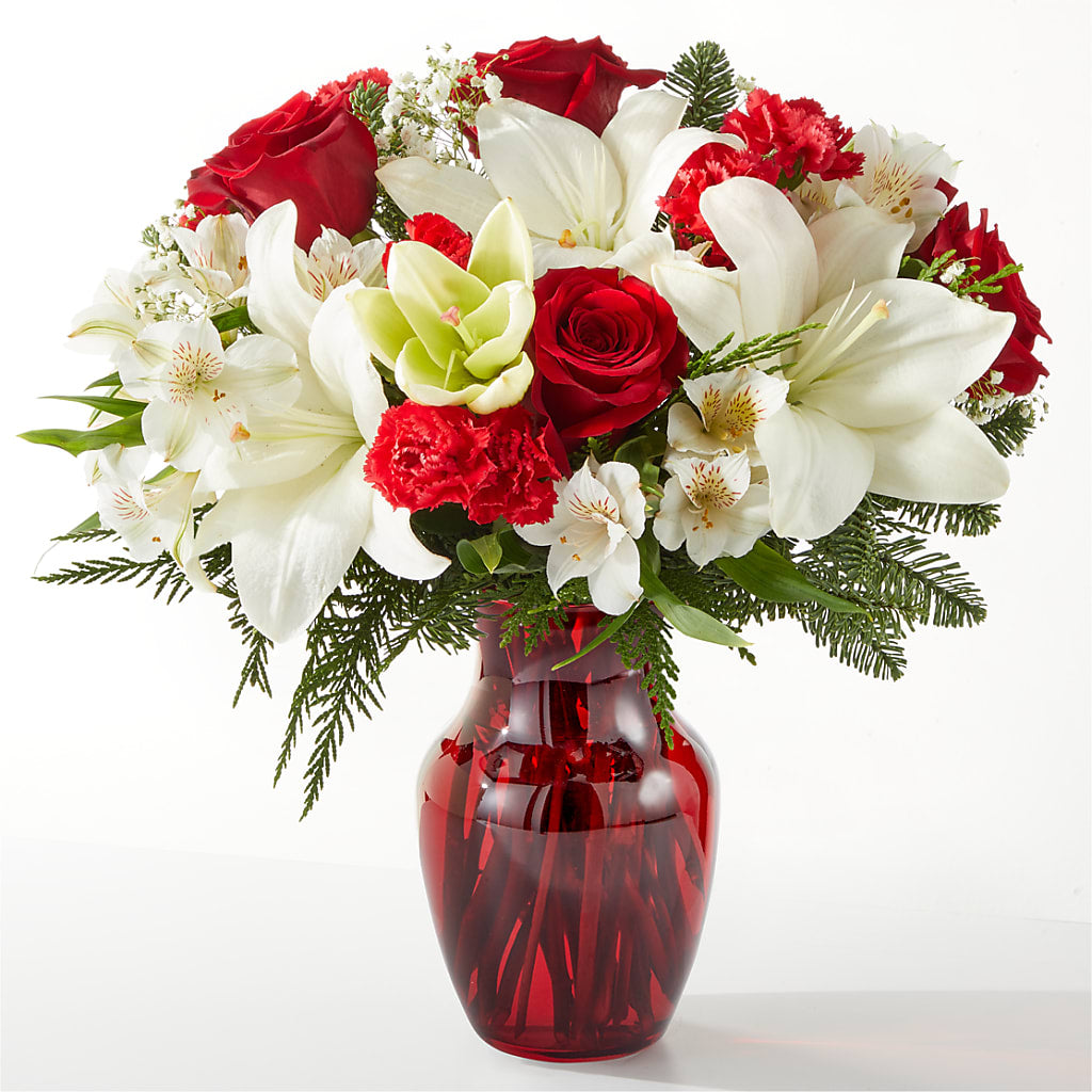 Holiday Season Bouquet – White Lilies N Paradise, Kokomo IN