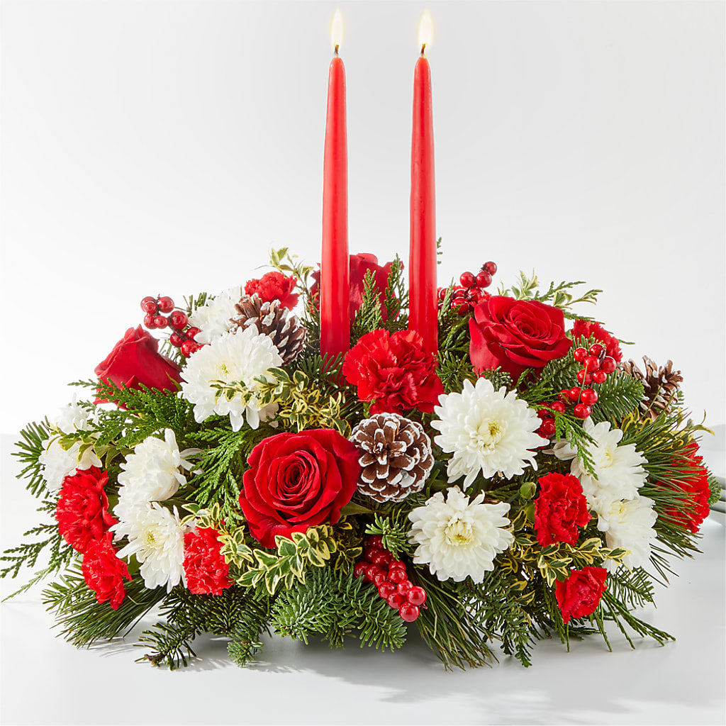 Holiday Soiree Centerpiece – White Lilies N Paradise, Kokomo IN