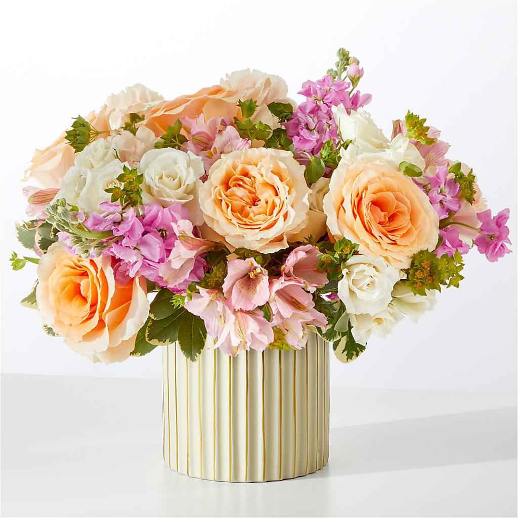 Paradise Bouquet with Ivory Vase – White Lilies N Paradise, Kokomo IN