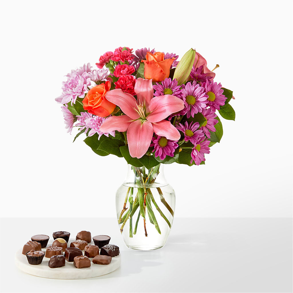 One and Only Bouquet and Chocolate Bundle – White Lilies N Paradise, Kokomo IN