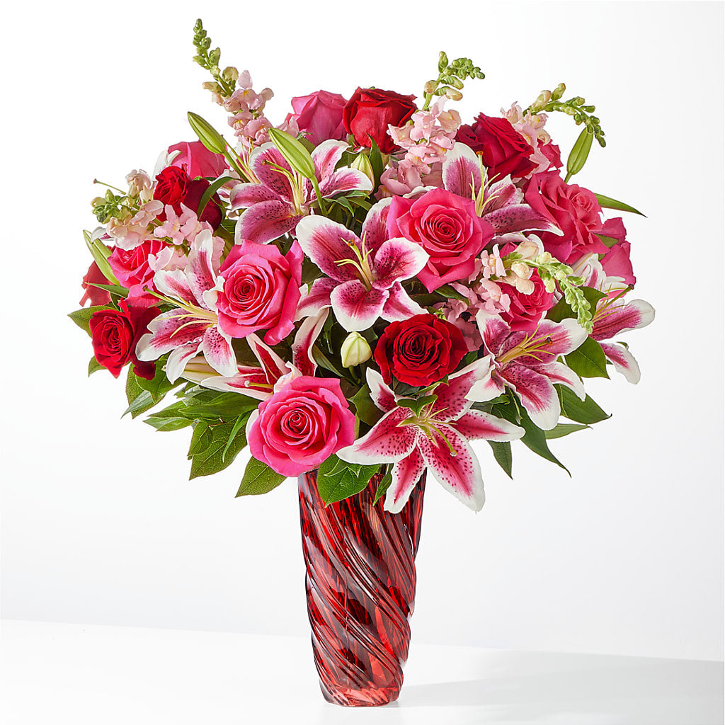 Always You Bouquet with Luxe Swirl Vase – White Lilies N Paradise, Kokomo IN