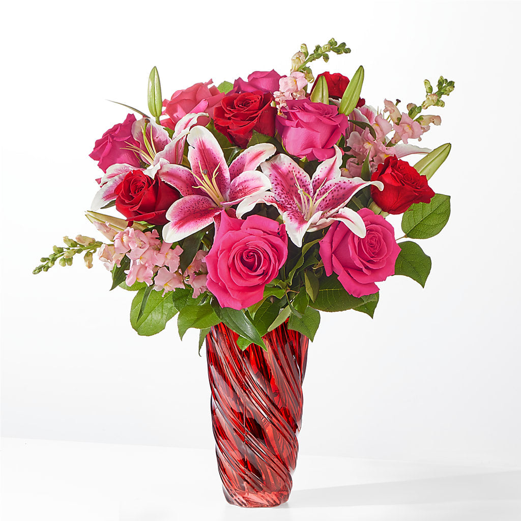 Always You Bouquet with Luxe Swirl Vase – White Lilies N Paradise, Kokomo IN