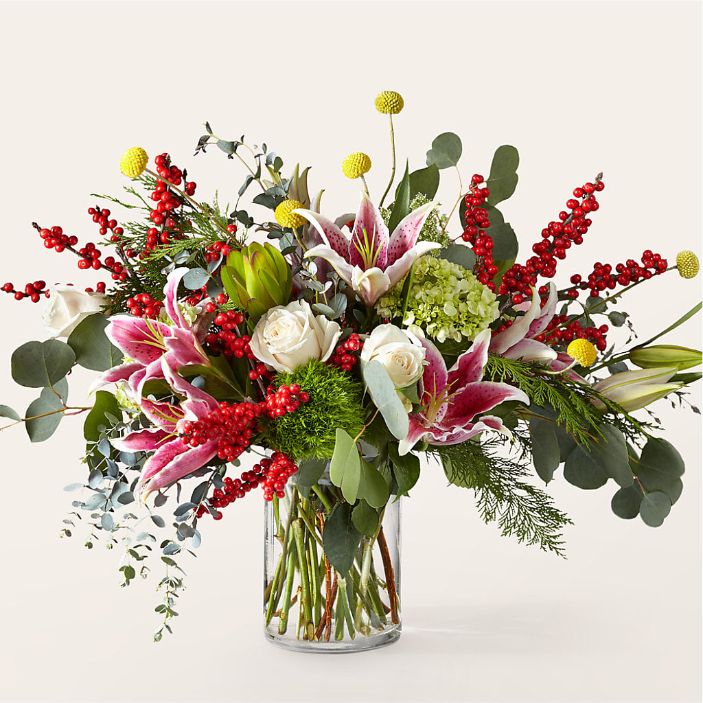 Berry & Bright Bouquet – White Lilies N Paradise, Kokomo IN