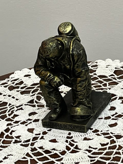 Kneeling Firefighter Figurine - Black & Gold –  White Lilies N Paradise, Kokomo IN
