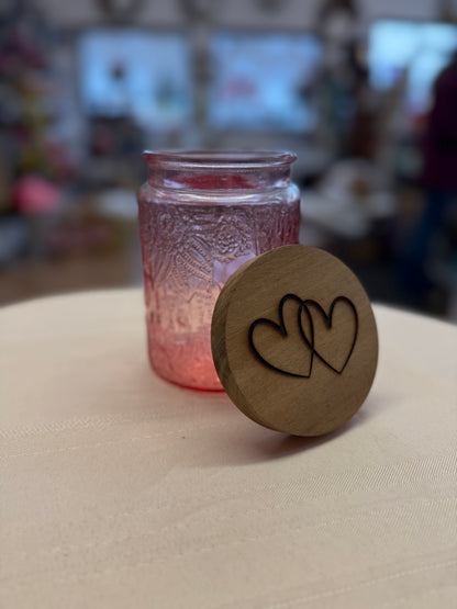 Blush Floral Glass Jar + Customized Wood Engraved Lids (replaces vase shown)