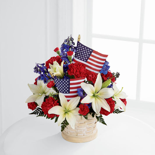American Glory Bouquet –  White Lilies N Paradise, Kokomo IN