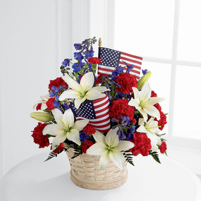 American Glory Bouquet –  White Lilies N Paradise, Kokomo IN