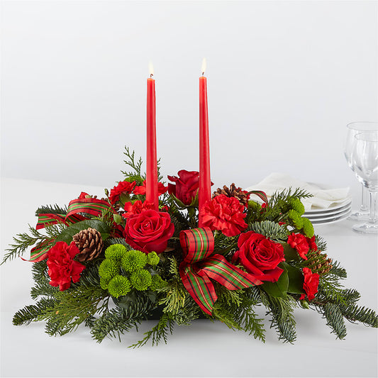 By the Candlelight Centerpiece –  White Lilies N Paradise, Kokomo IN